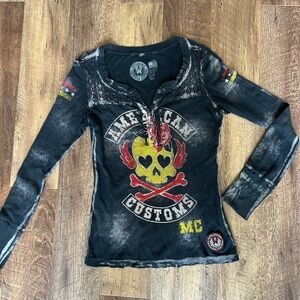 Affliction American Customs Rhinestone Long Sleeve